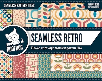 Retro Wallpaper Seamless Pattern Tiles | 1960s 1970s Designs (Digital Download)