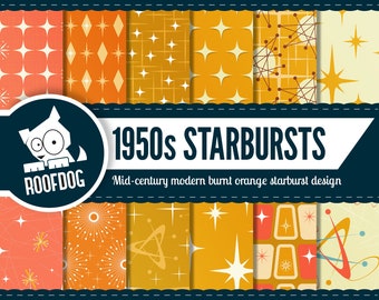 Atomic Starbursts Digital Paper | 1950s Retro Pattern (Digital Download)