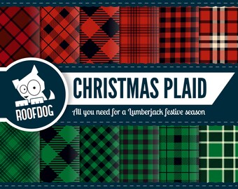 Buffalo plaid christmas digital paper | lumberjack christmas | red and green plaid digital paper pack instant download | christmas tartan