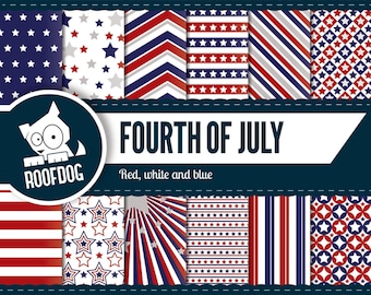 Quatrième de juillet papier numérique | jour de l’indépendance bleu blanc rouge | Téléchargement instantané de papier numérique pack | USA Amérique patriotique stars & stripes