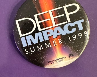 Vintage 1998 Deep Impact Elijah Wood Morgan Freeman Asteroid Movie Promo Pin