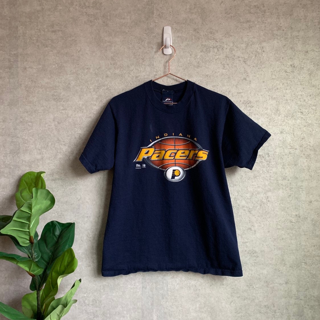 Vintage 1990s Indiana Pacers NBA Basketball Navy Blue T-Shirt