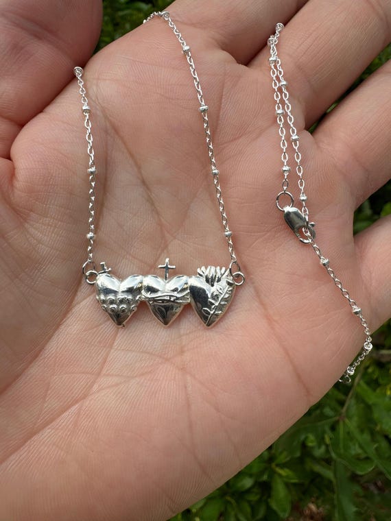 Holy Family Hearts® Necklace in Sterling Silver Ball Chain