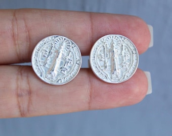 St. Benedict Cufflinks in Silver