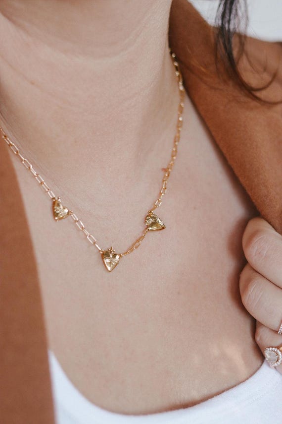 Three Hearts Necklace Paper Clip Australia