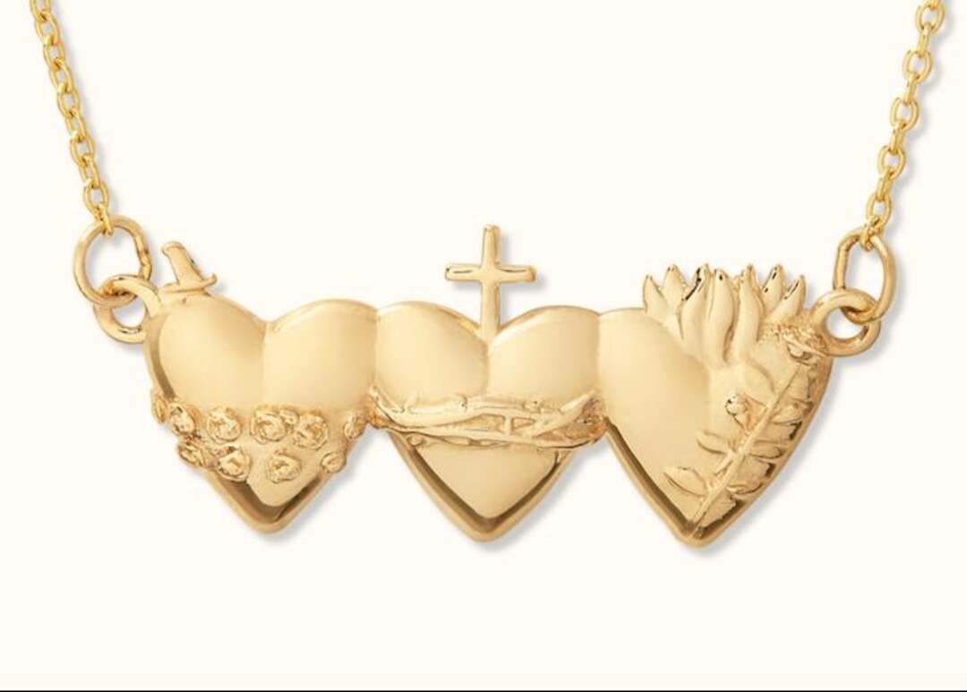 Holy Family Hearts® Necklace in 14k Gold