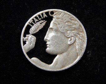 1911 italian 20 c cut coin pendant ( nickel )