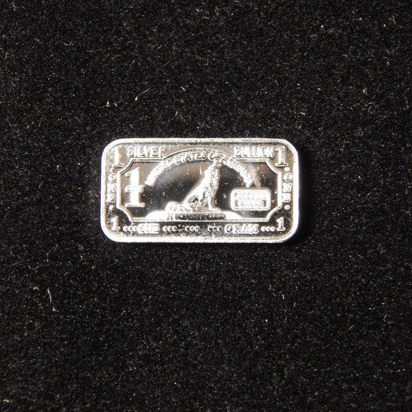 1 gram 999 silver wolf art bar