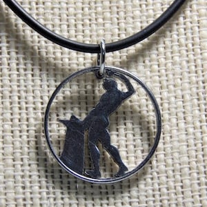 italian 50 lira cut coin pendant & 18 in starter necklace