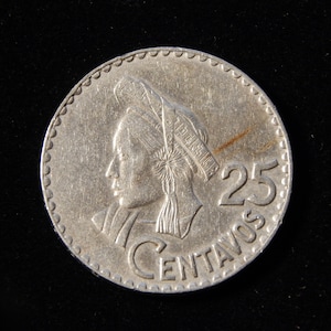 1968 guatemala 25 cent coin