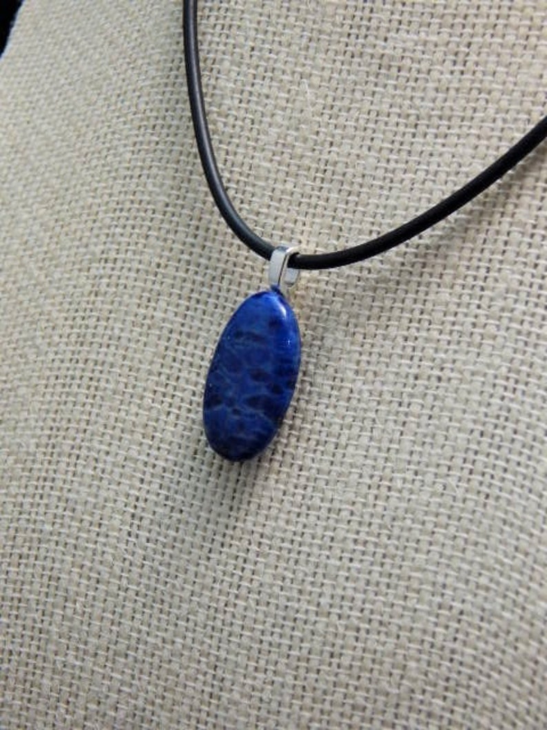 lapis lazuli pendant and 18 inch starter necklace image 5