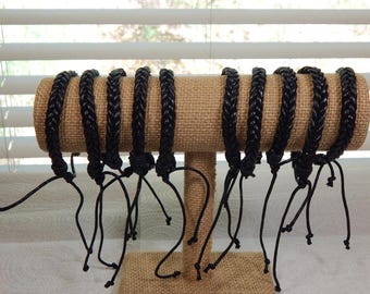 leather woven braided bracelet (black ) size 7 - 9.