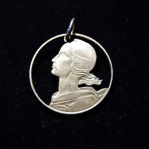 french 20 centimes cut coin pendant #2