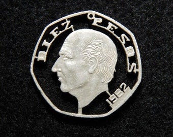 mexico diez pesos cut coin pendant