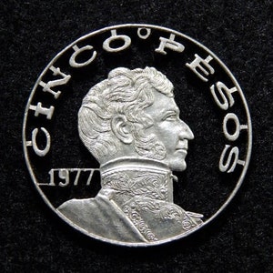 mexico cinco pesos cut coin pendant