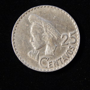 1969 guatemala 25 cent coin