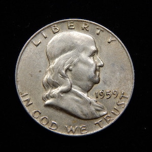 1959 franklin silver half dollar # F