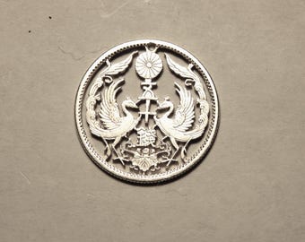 1927 double phoenix 100 yen Japan coin cut coin pendant