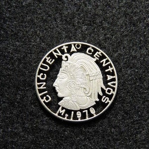 mexico cincuenta centavos cut coin pendant