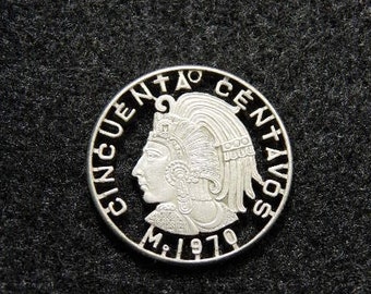 mexico cincuenta centavos cut coin pendant
