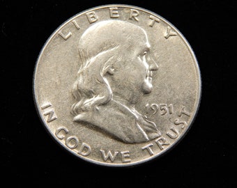 1951 franklin half dollar 90 % silver #G