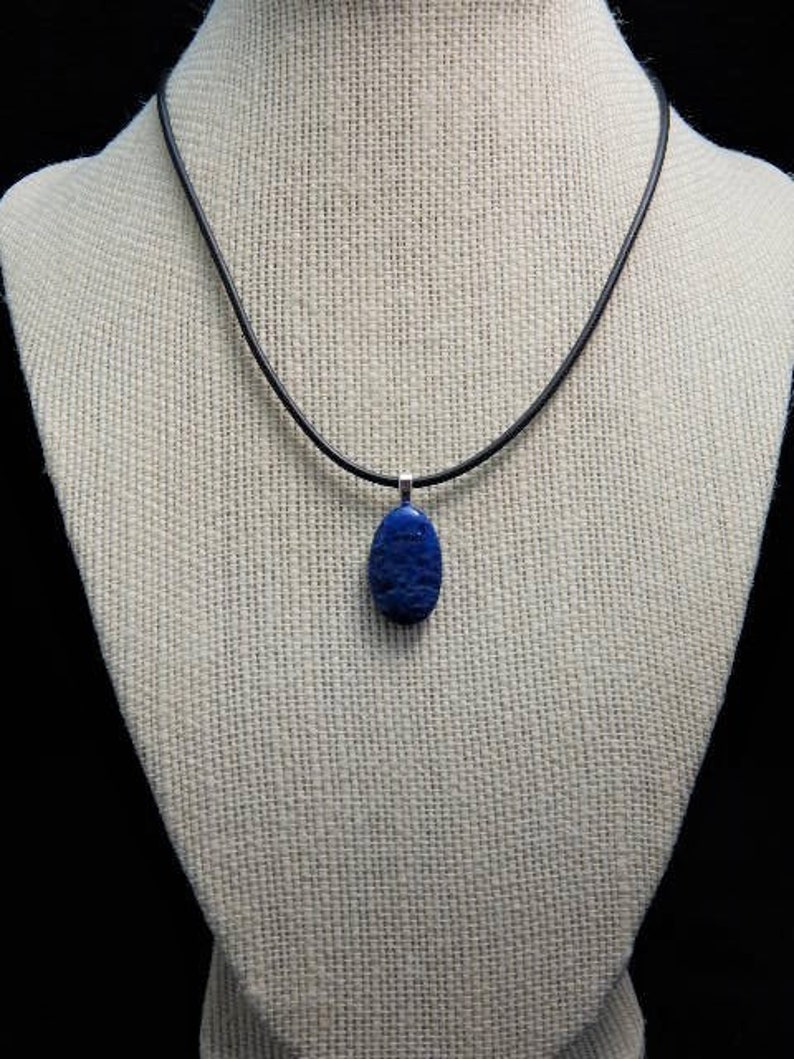 lapis lazuli pendant and 18 inch starter necklace image 2