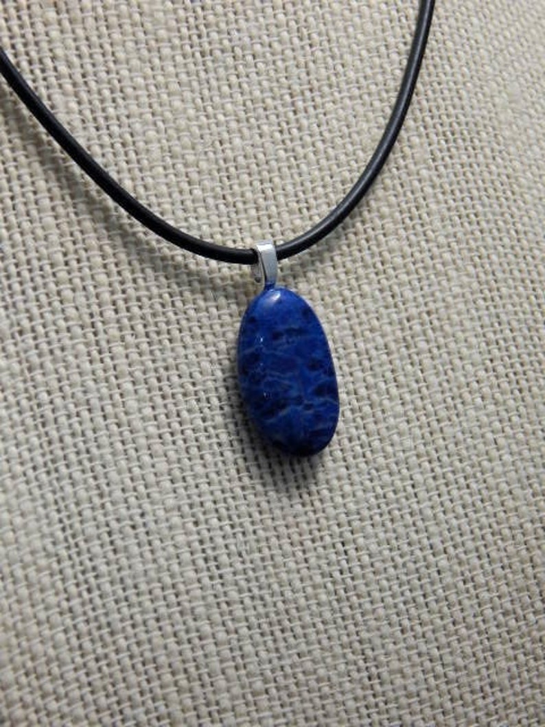 lapis lazuli pendant and 18 inch starter necklace image 4