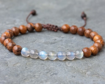 Labradorite Bracelet with Rosewood Beads – Boho Crystal Jewelry