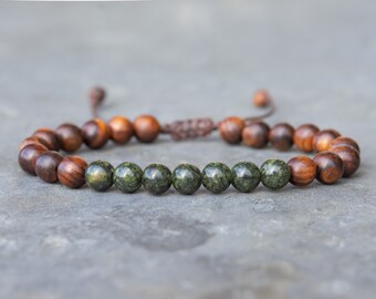 Mens Yoga Bracelet, Mala Beads, Serpentine gemstone, kundalini jewelry, meditation gifts, wrist mala bead, crystal healing,