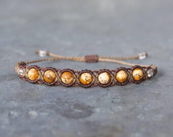 Picture Jasper Macrame Bracelet – Handmade Grounding Stone Jewelry