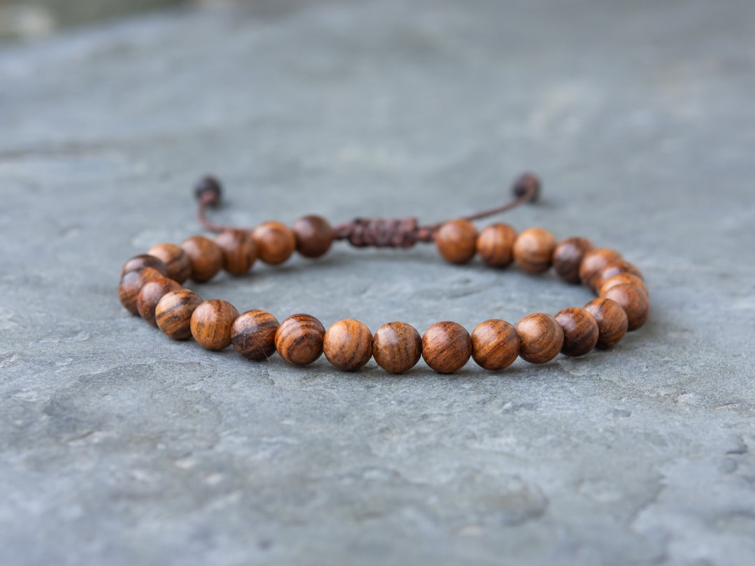 メンズウッドビーズブレスレット、木製ビーズブレスレット、ヨガ