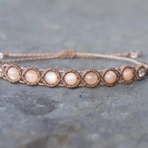 Peach Moonstone Bracelet – Handmade Macramé Jewellery for Calming & Emotional Balance