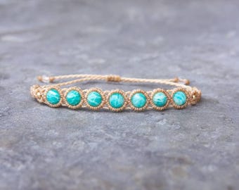 Amazonite Macrame Bracelet – Handmade Crystal Healing Jewelry