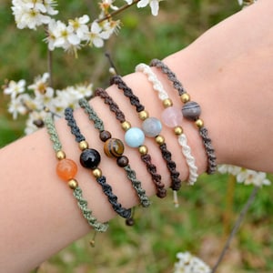 Pulsera bohemia de piedras preciosas, joyería de cristal curativo, regalo para ella, pulsera bohemia para mujer, regalos de amistad, joyería con piedras de nacimiento