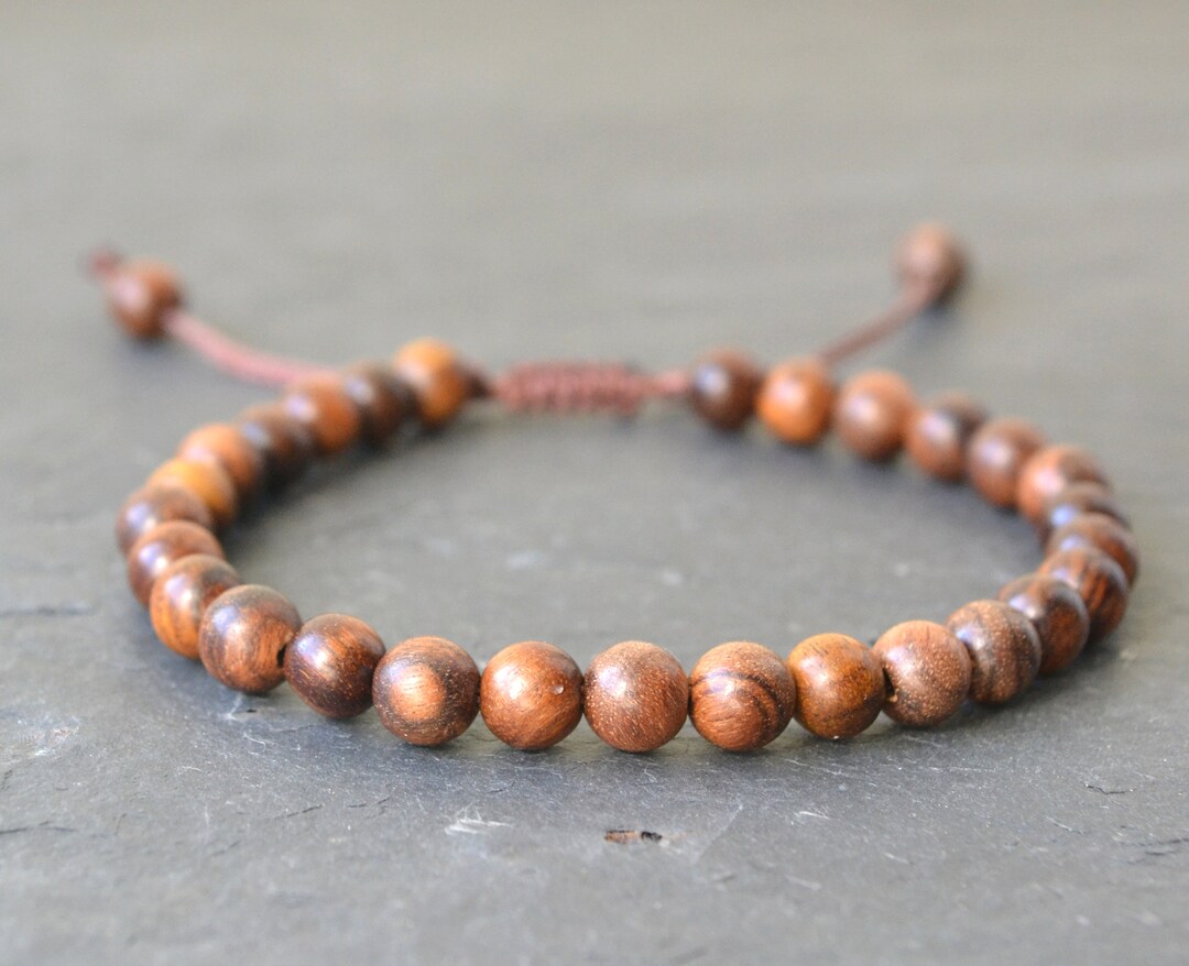 Mens Wood Bead Bracelet, Wooden Beaded Bracelets, Yoga, Natural Earthy