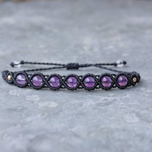 Amethyst Macrame Bracelet – Handmade Boho Crystal Jewellery for Healing & Protection