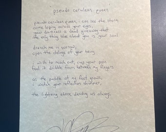 pseudo cerulean queen - handwritten and signed poem