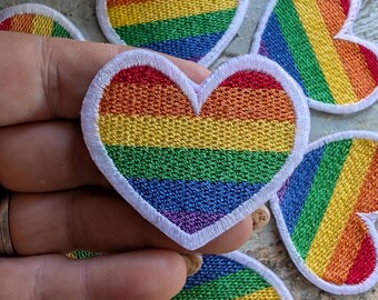 thumbnail interactive-video image 1 of LGBT Rainbow Lips & Heart Iron-On Transfers – Happy Gay Pride Fabric Patches (UK Made) 1 of 3