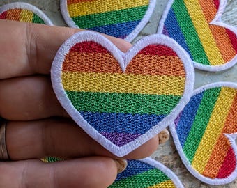 LGBT Rainbow Lips & Heart Iron-On Transfers – Happy Gay Pride Fabric Patches (UK Made)