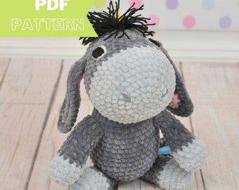 PATTERN DONKEY, crochet cute amigurumi plushie toy mascot english, polish PDF file