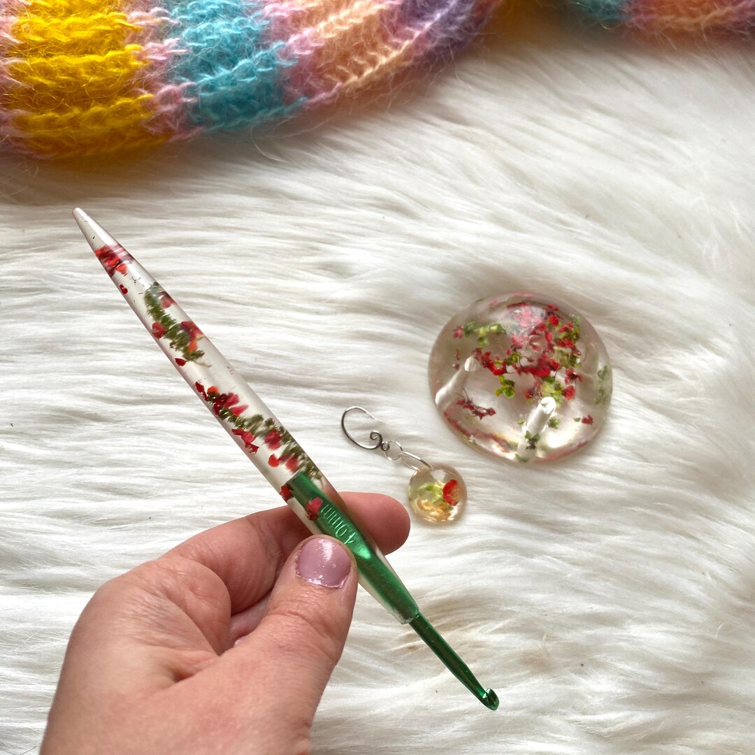 SET 4,00 Mm Crochet Hook+ Stand+ Tag I Handmade Resin Crochet Hook With ...