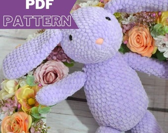 PATTERN  small BUNNY, crochet cute kawaii amigurumi plushie toy mascot english, polish PDF file