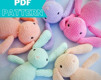 PATTERN Big BUNNY, crochet cute kawaii amigurumi plushie toy mascot english, polish PDF file