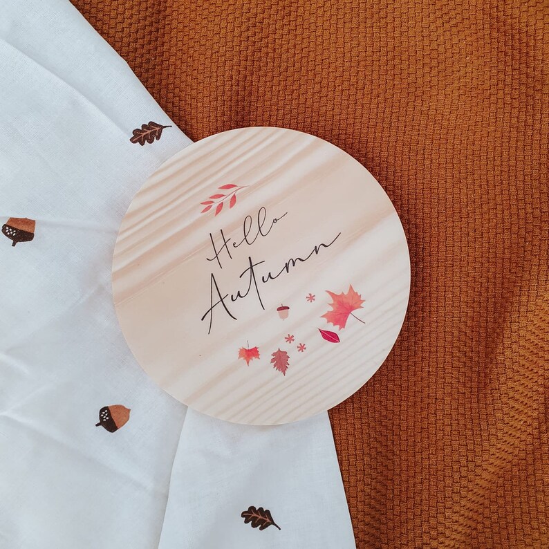 Hello Autumn sign - Autumnal print, Fall wall plaque. image 5