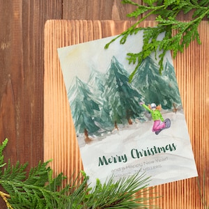Cartes de Noël sur le thème du snowboard-Téléchargement personnalisé/numérique