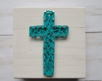 Easter cross string art on reclaimed wood - DISCONTINUED