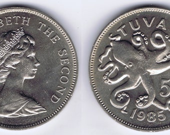 Octopus Coin of Tuvalu in New Condition of 1985 (large format Diameter = 31.65 mm) Great for Resellers, Collectors Jewelers & Hobbyists