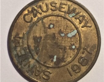 Hurricane Ian Collapse (35th Anniversary, per chance) of the Sanibel Causeway Genuine Token of 1987 Never released or used by the public