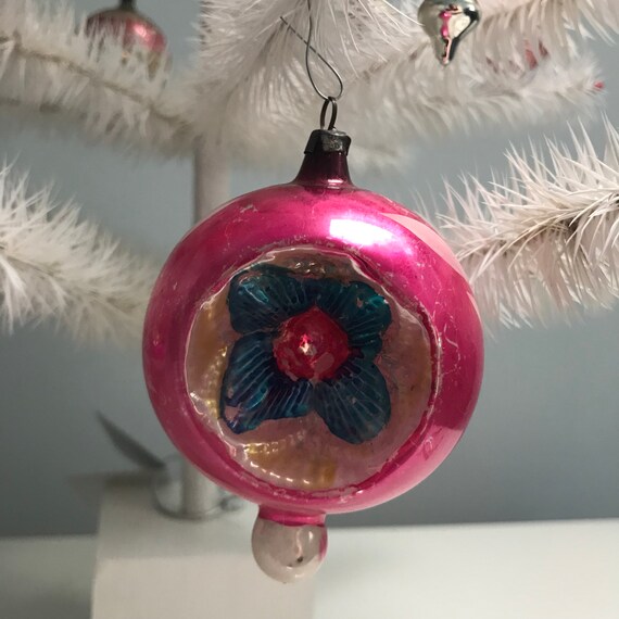 Vintage Pink Double Indent Glass Ornament Etsy