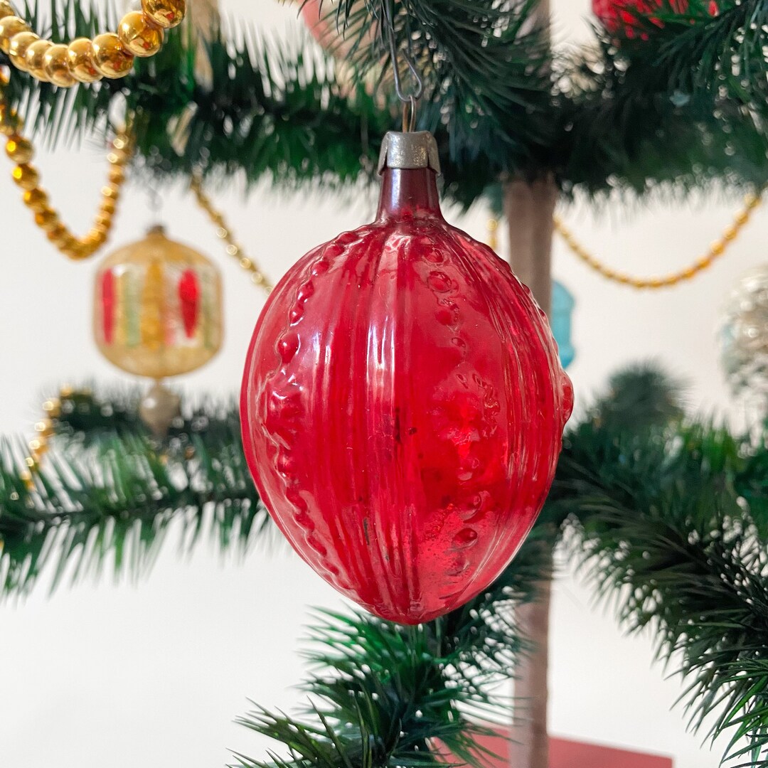 Antique Large Red Feather Tree Ornament Etsy